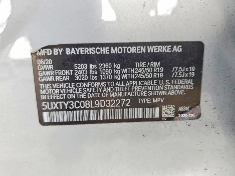 2020 BMW X3 SDRIVE30I  