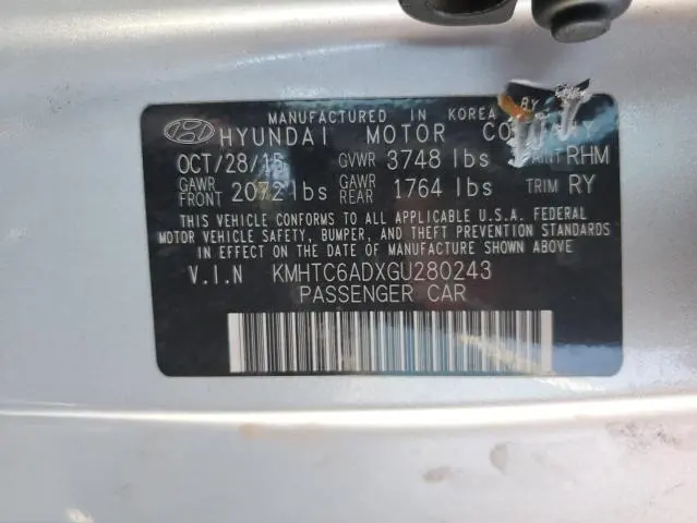 2016 HYUNDAI VELOSTER   