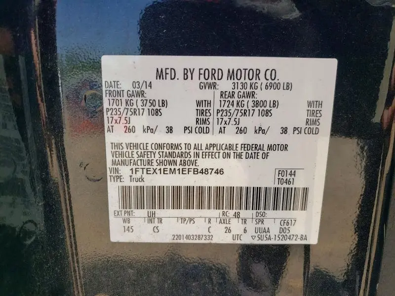 2014 FORD F150 SUPER CAB  