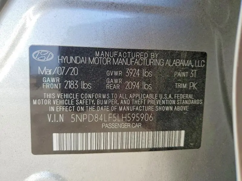 2020 HYUNDAI ELANTRA SEL  