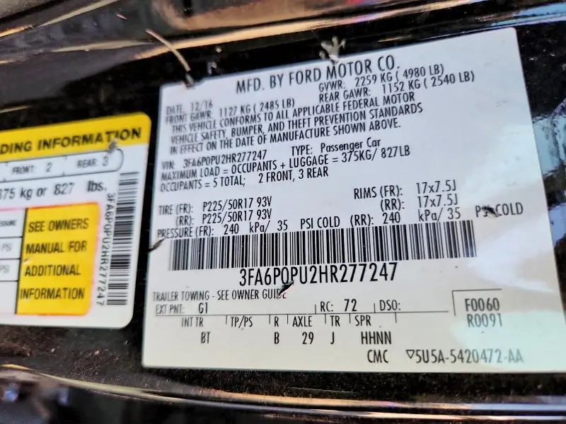 2017 FORD FUSION SE PHEV  