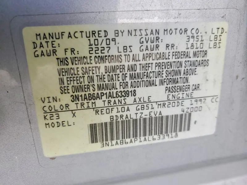 2010 NISSAN SENTRA 2.0  