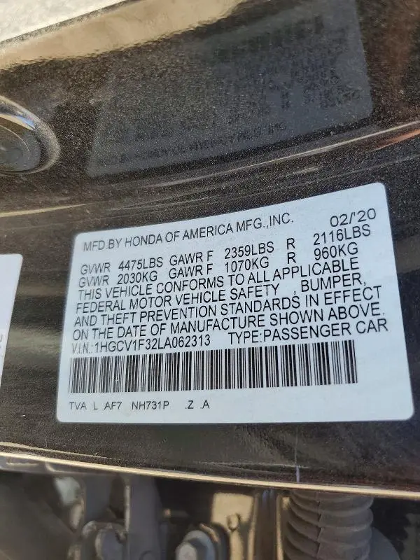 2020 HONDA ACCORD SPORT  