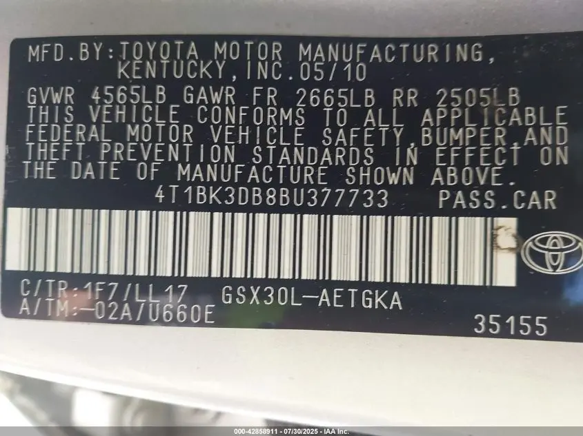 2011 TOYOTA AVALON  