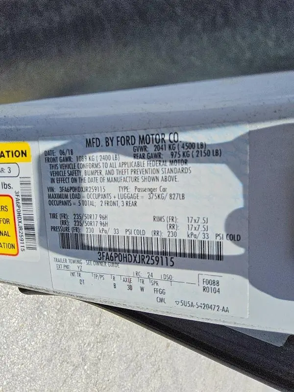 2018 FORD FUSION SE  