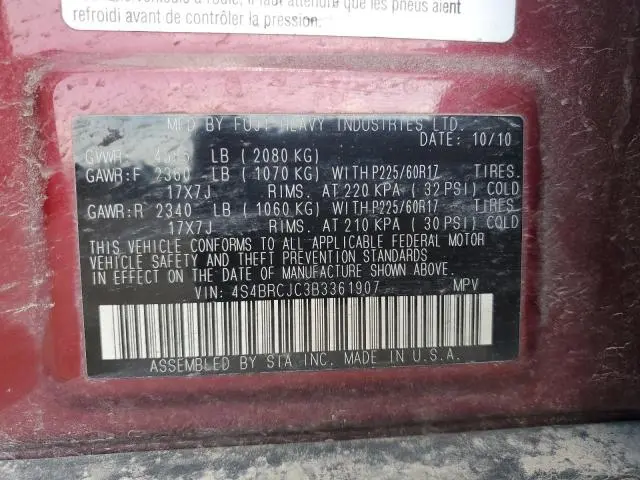 2011 SUBARU OUTBACK 2.5I LIMITED  