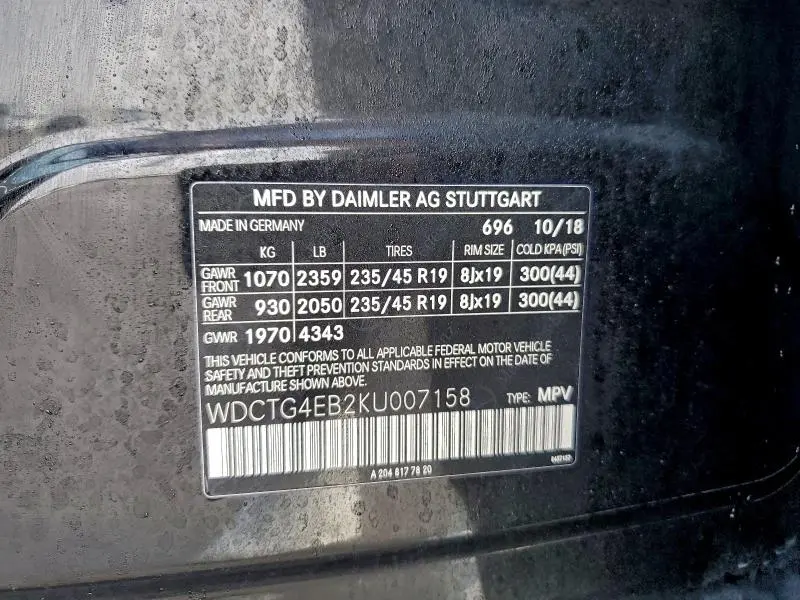 2019 MERCEDES-BENZ B GLA 250