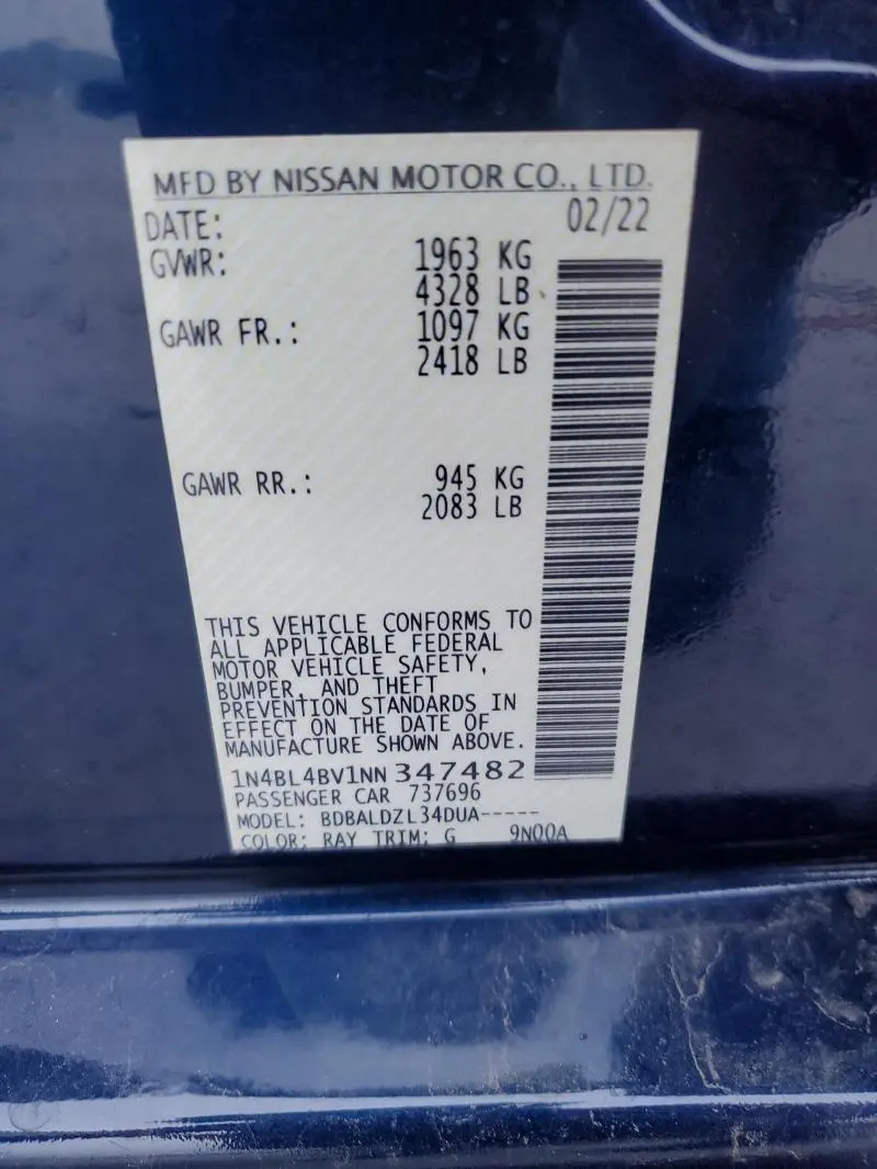 2022 NISSAN ALTIMA S  