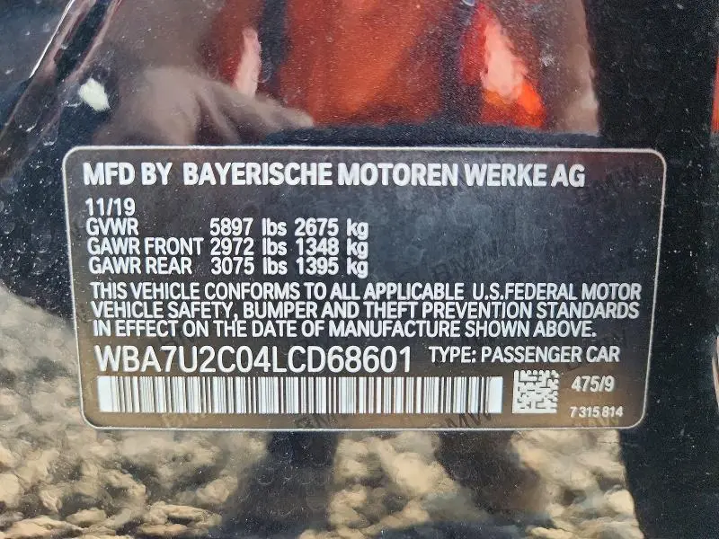 2020 BMW 750 XI  