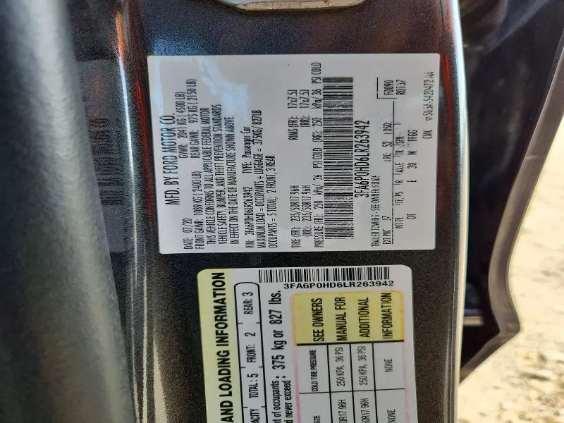 2020 FORD FUSION SE  