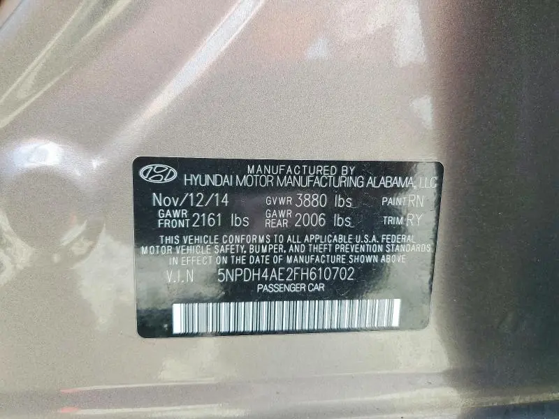2015 HYUNDAI ELANTRA LIMITED  