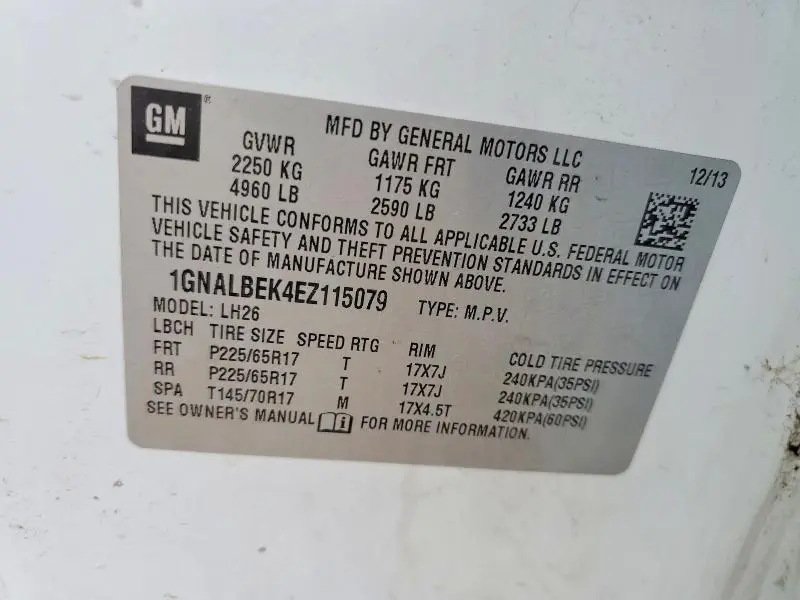 2014 CHEVROLET EQUINOX LT  