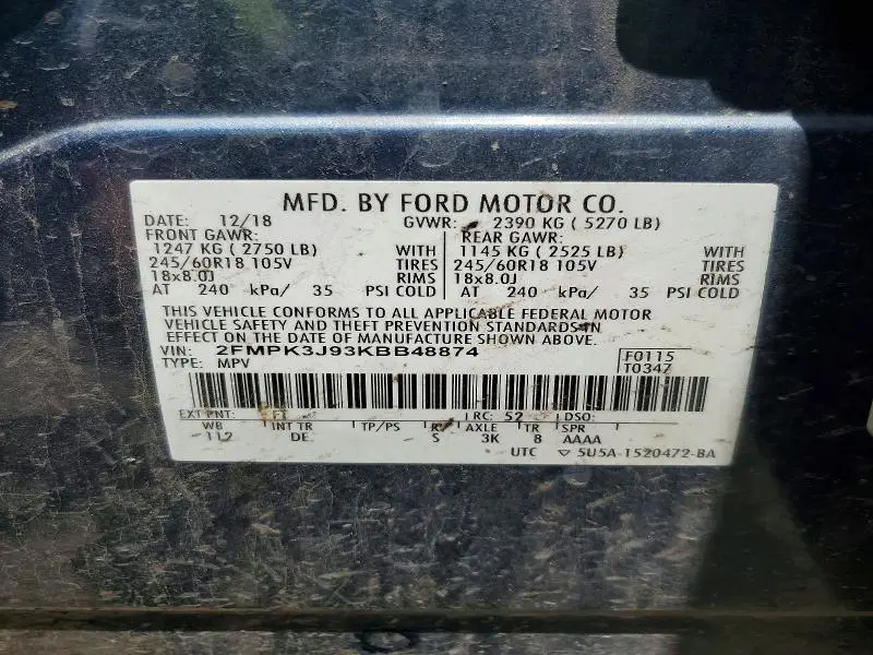 2019 FORD EDGE SEL  