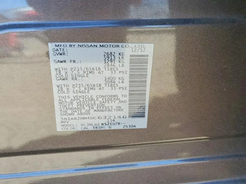 2013 NISSAN PATHFINDER S  