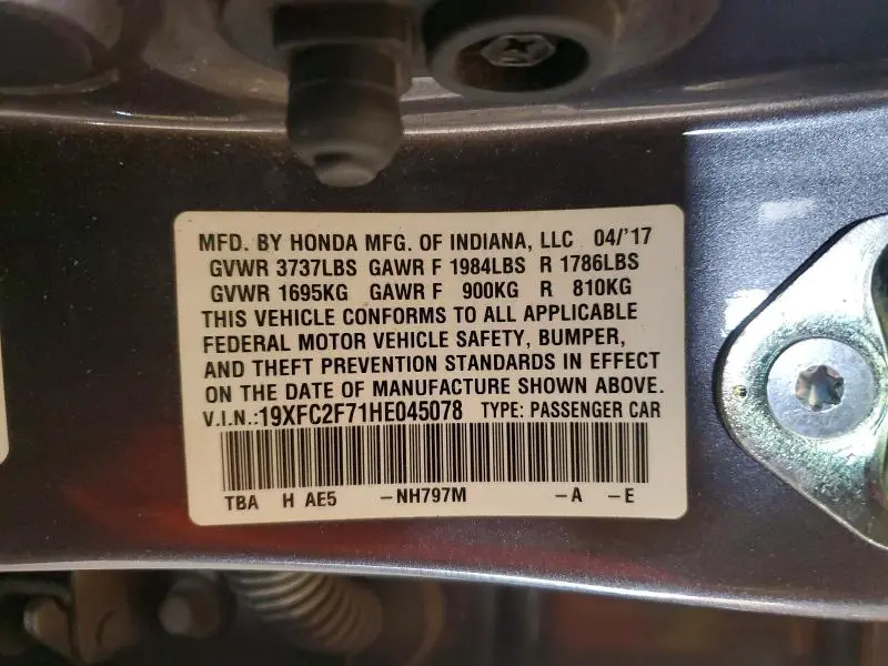 2017 HONDA CIVIC EX  