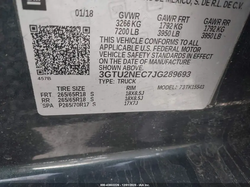 2018 GMC SIERRA 1500 SLT