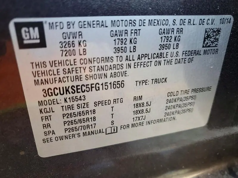 2015 CHEVROLET SILVERADO K1500 LTZ  