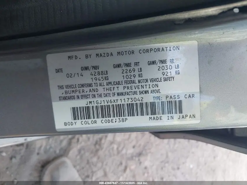 2015 MAZDA MAZDA6 I TOURING