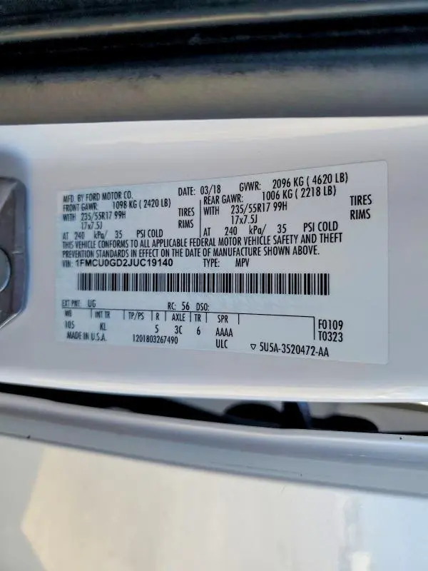 2018 FORD ESCAPE SE  