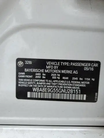 2016 BMW 328 I SULEV  