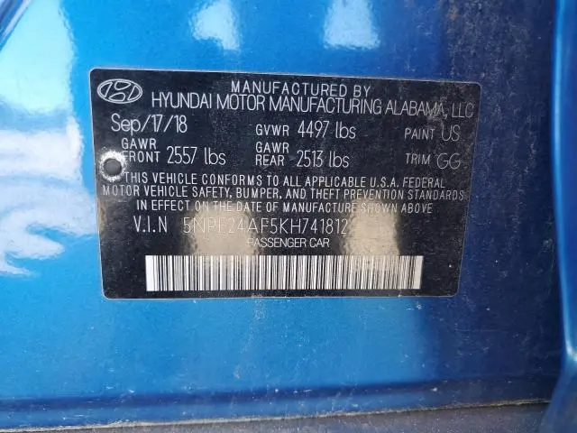 2019 HYUNDAI SONATA SE  