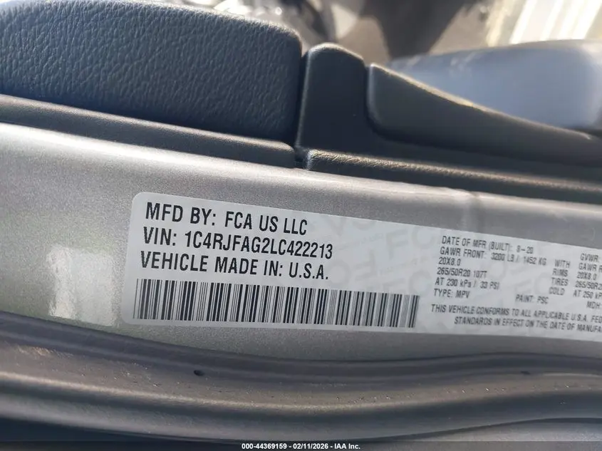 2020 JEEP GRAND CHEROKEE ALTITUDE 4X4