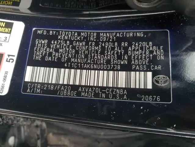 2022 TOYOTA CAMRY LE  