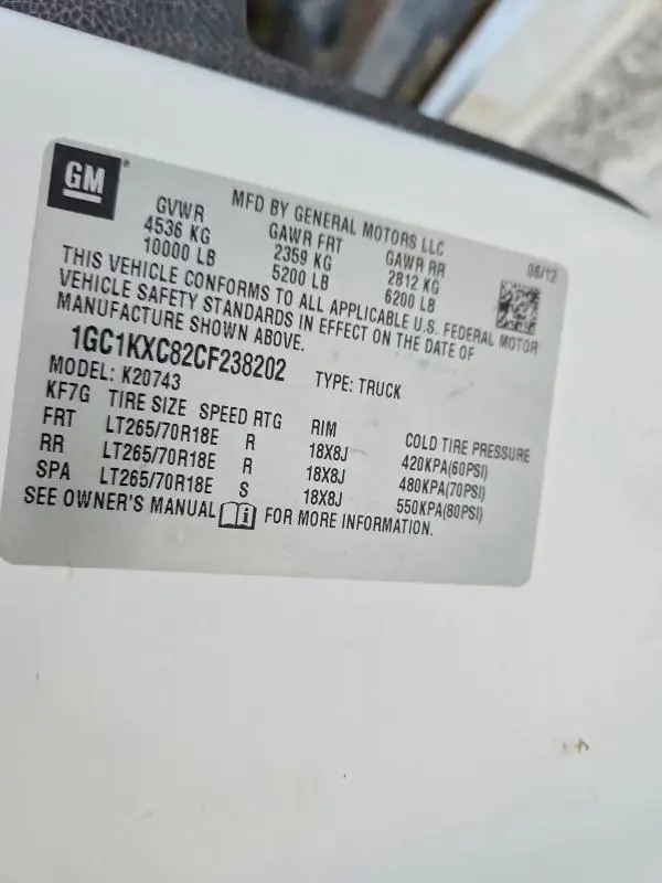 2012 CHEVROLET SILVERADO K2500 HEAVY DUTY LT  