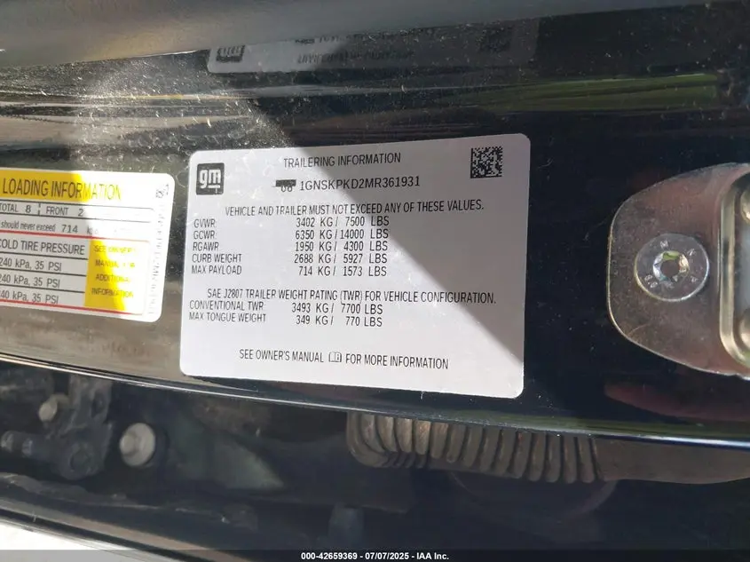 2021 CHEVROLET TAHOE 4WD Z71