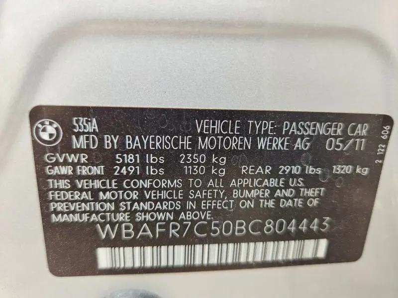 2011 BMW 535 I  