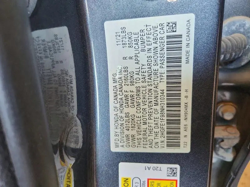 2022 HONDA CIVIC TOURING  