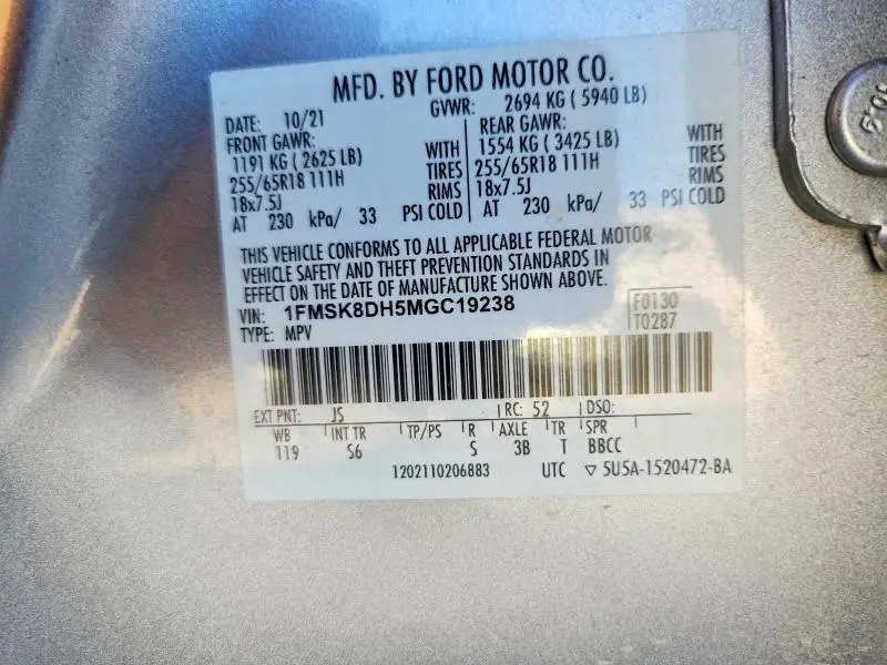 2021 FORD EXPLORER XLT  