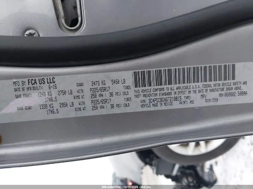 2016 DODGE JOURNEY SXT