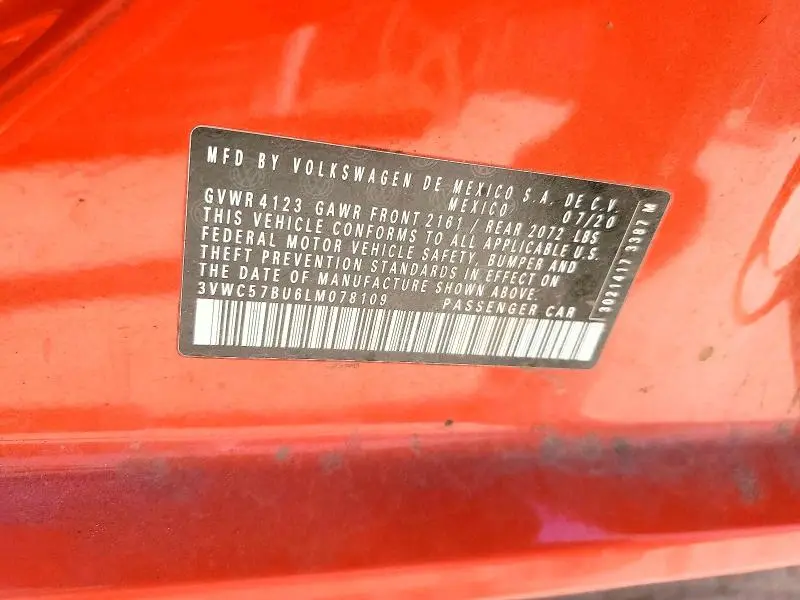 2020 VOLKSWAGEN JETTA S  