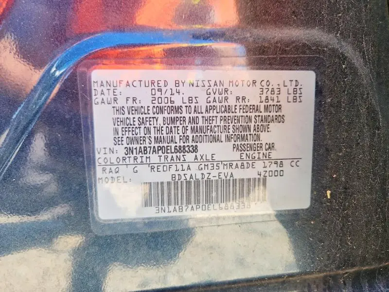 2014 NISSAN SENTRA SV  