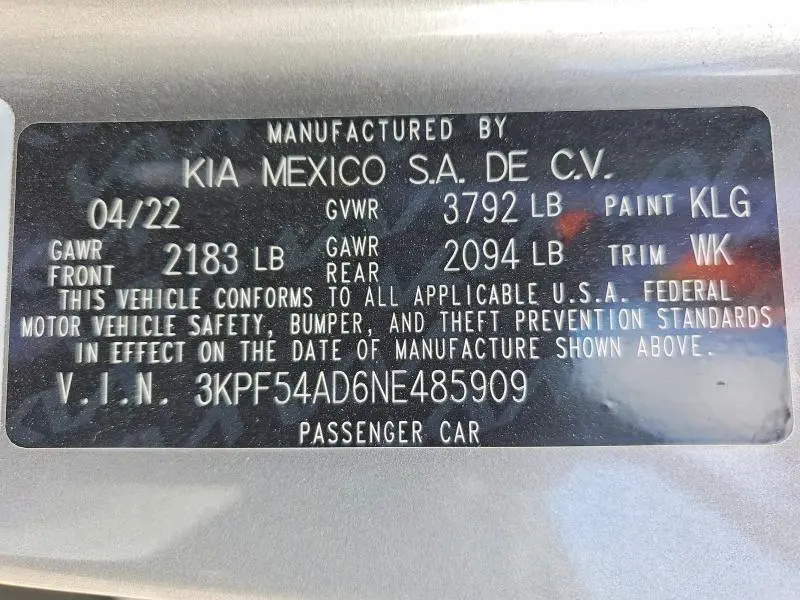 2022 KIA FORTE GT-LINE  