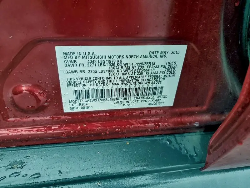 2015 MITSUBISHI OUTLANDER SPORT ES  