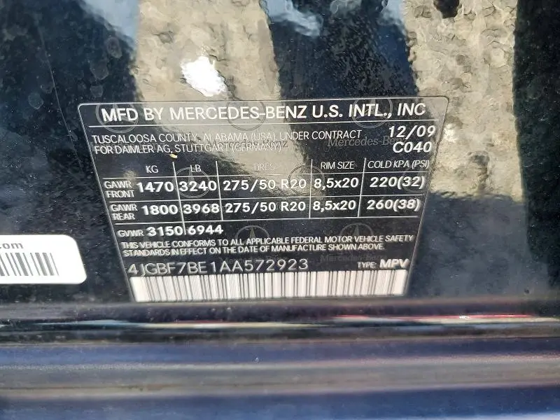 2010 MERCEDES-BENZ GL 450 4MATIC  