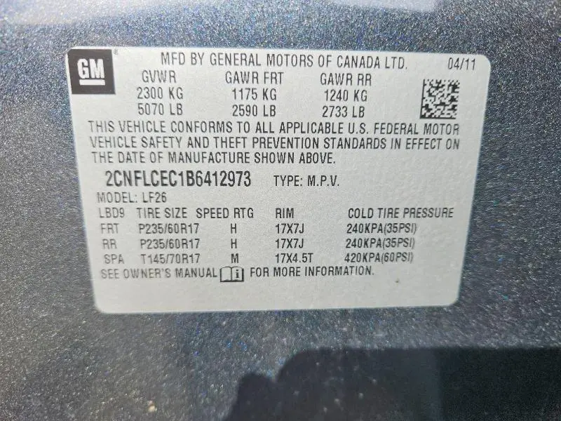 2011 CHEVROLET EQUINOX LS  