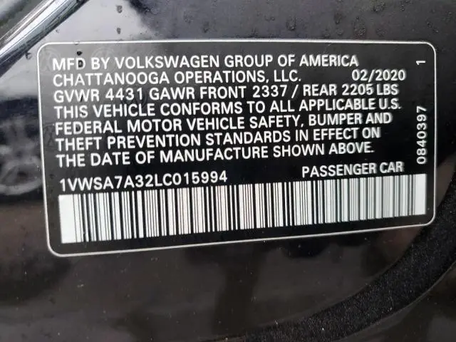 2020 VOLKSWAGEN PASSAT SE  