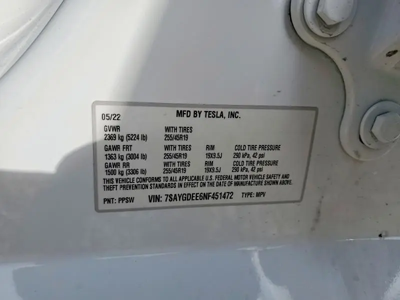 2022 TESLA MODEL Y   