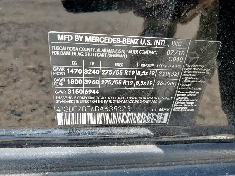 2011 MERCEDES-BENZ GL 450 4MATIC  