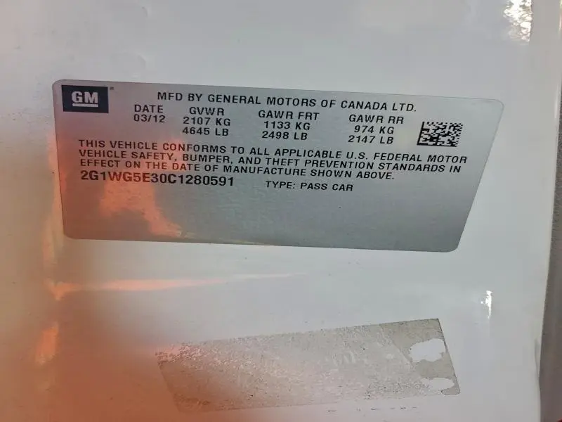 2012 CHEVROLET IMPALA LT  