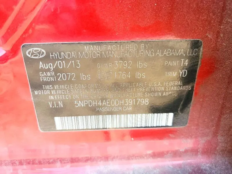 2013 HYUNDAI ELANTRA GLS  