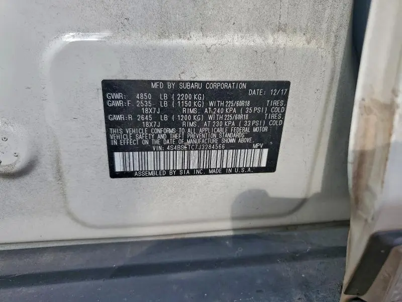 2018 SUBARU OUTBACK TOURING  