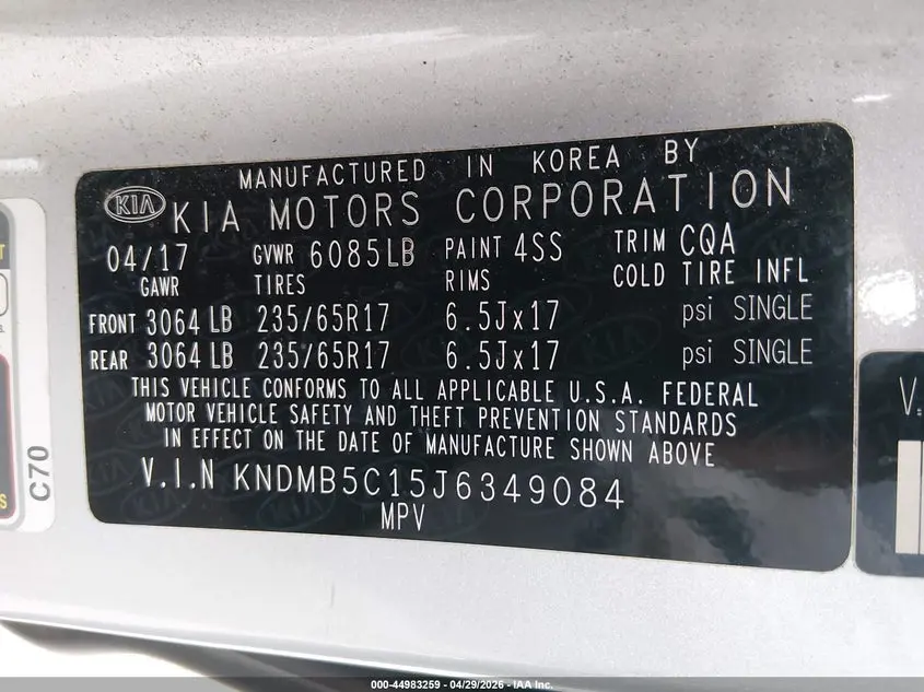 2018 KIA SEDONA LX