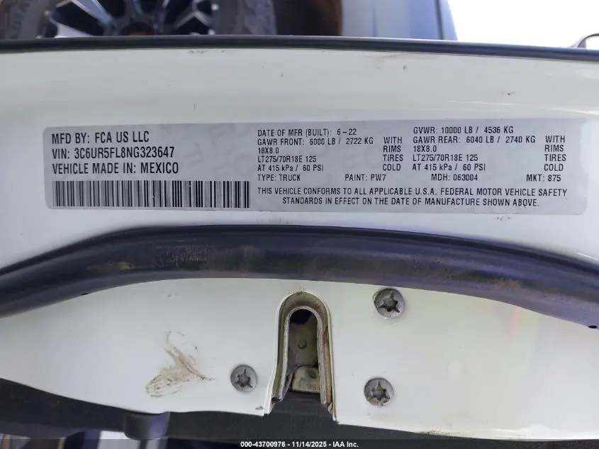 2022 RAM 2500 LARAMIE  4X4 6'4 BOX