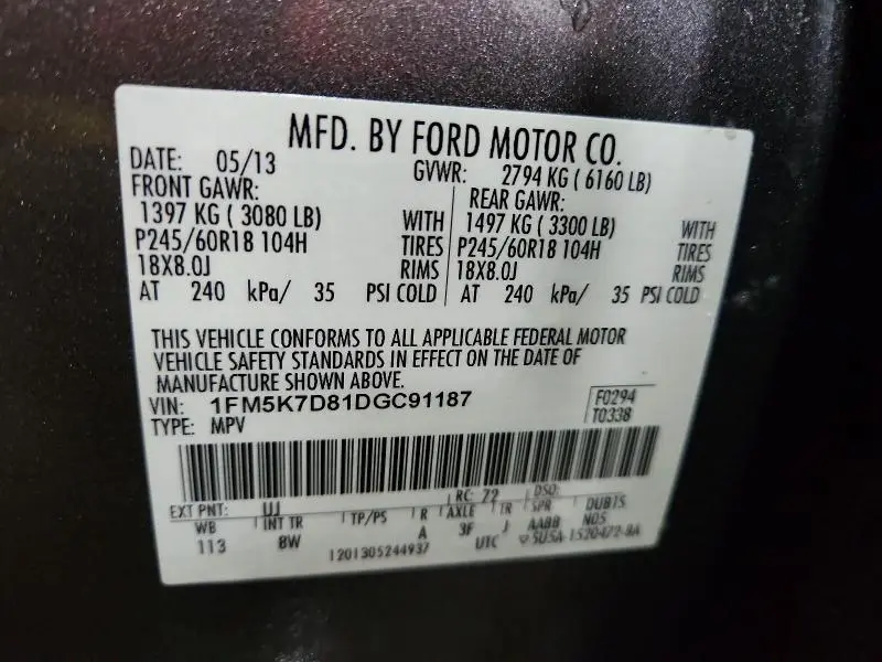 2013 FORD EXPLORER XLT  