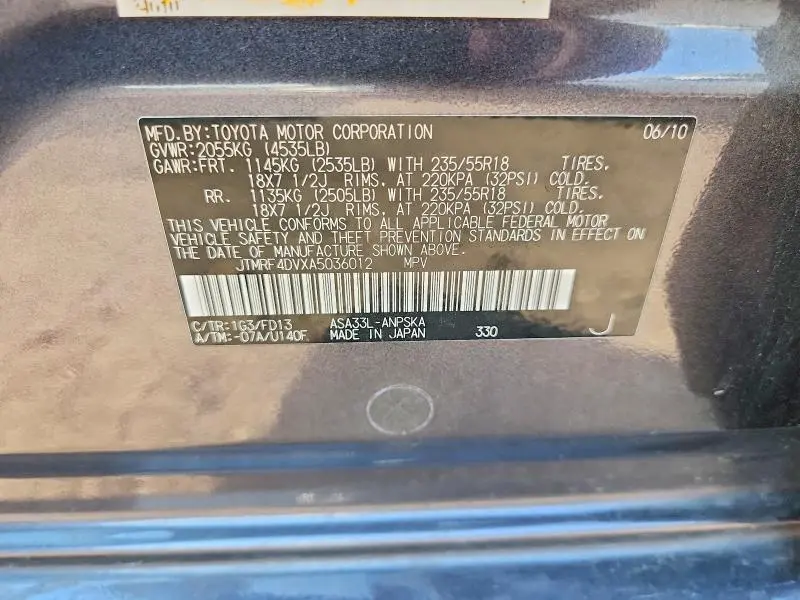 2010 TOYOTA RAV4 SPORT  
