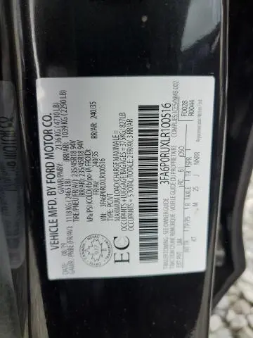 2020 FORD FUSION TITANIUM  